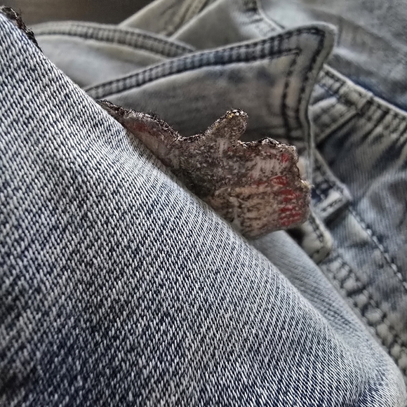 Silver Jeans Light Blue Denim Jacket Skull Patches Gothic Womens XL - Picture 8 of 10